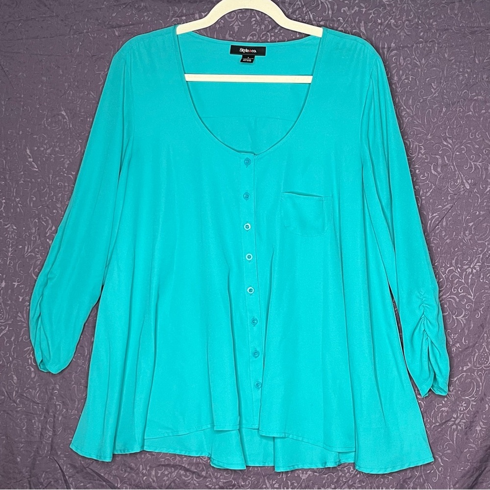 Style & Co Stylish Blue Women's Top - Size Large